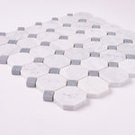 Load image into Gallery viewer, Carrara White Octagon Mosaic With Blue Marble Polished/Honed
