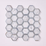 Load image into Gallery viewer, Carrara White Hexagon Phantom Hex with Blue Marble Polished/Honed
