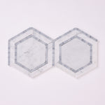 Load image into Gallery viewer, Carrara White 8x9 Milano Hexagon w/Blue Marble Mosaic
