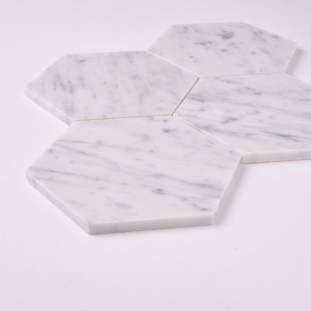 Carrara White 5x5 Hexagon Polished/Honed Marble Mosaic