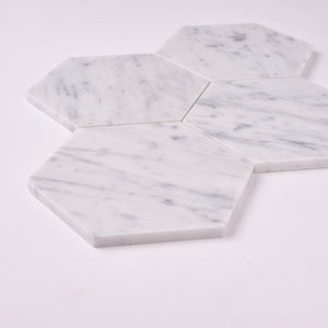 Carrara White Hexagon 5" Polished/Honed