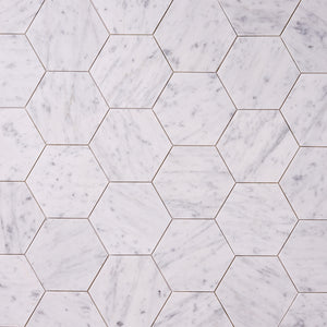 Carrara White Hexagon 5" Polished/Honed