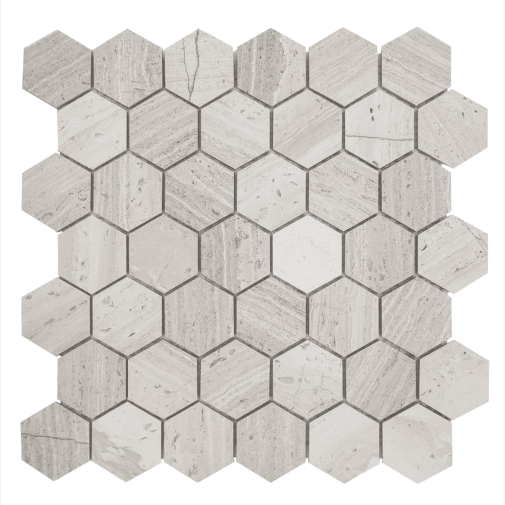 Haisa Light ( White Oak ) 2" Hexagon Mosaic Honed