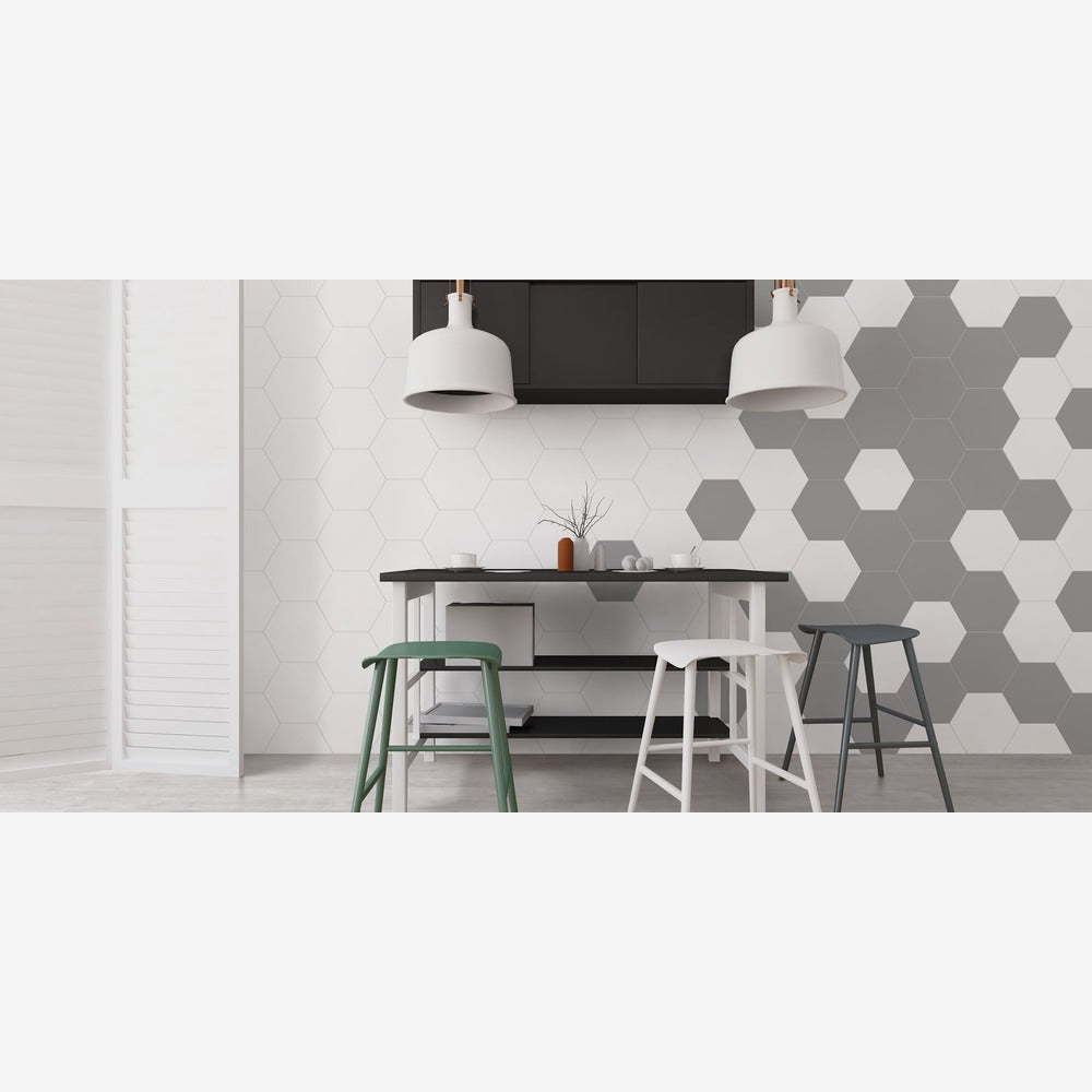 Madrid White 8x9 Hexagon Matte Porcelain Tile