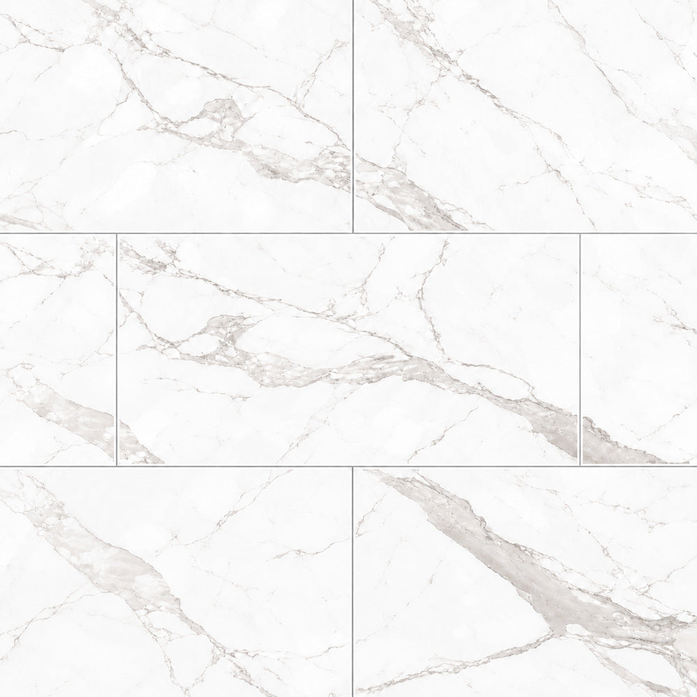 Alpine White Marble 24x48 R Porcelain Tile Polished — straight-on large-scale close-up