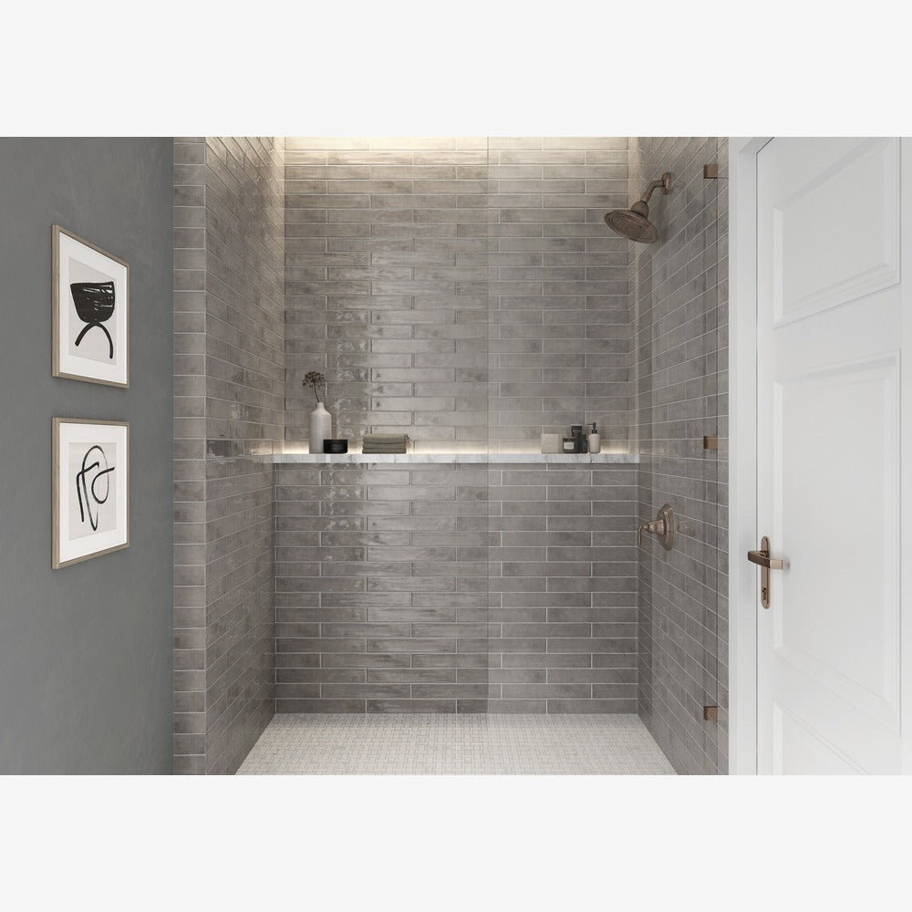 Zellige Light Gray 2x16 Glossy Ceramic Tile