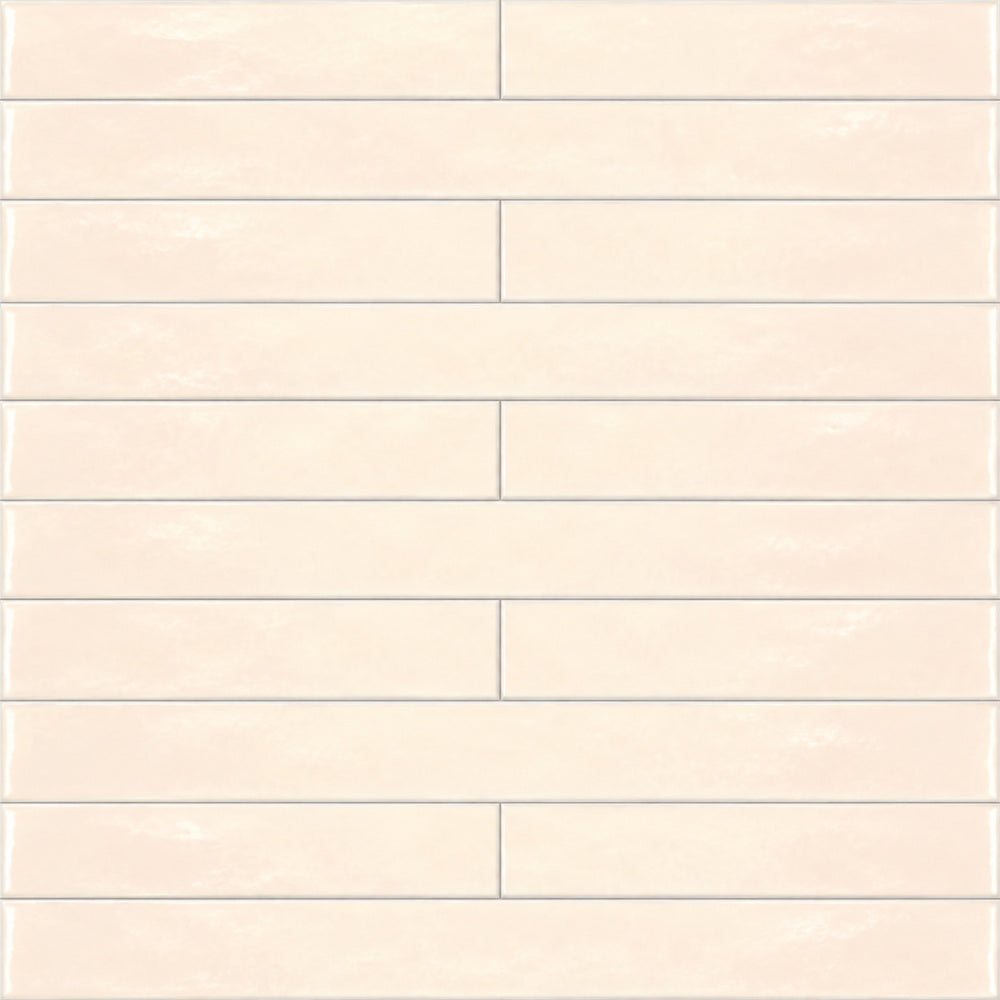 Ambrya opal 2x20 glossy ceramic tile — straight-on close-up