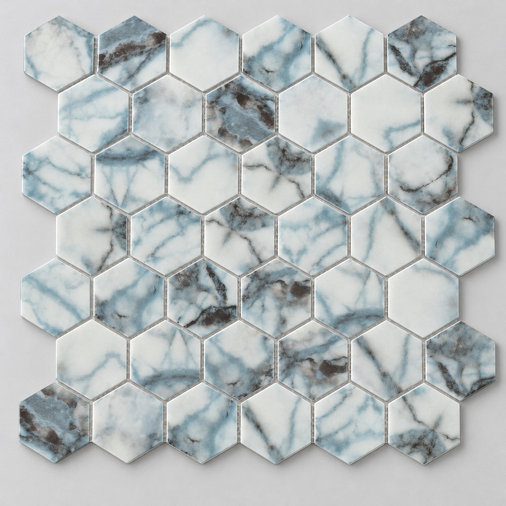 Aquatic Azul Hexagon Glass 11.25x11.25 Mosaic Tile — product