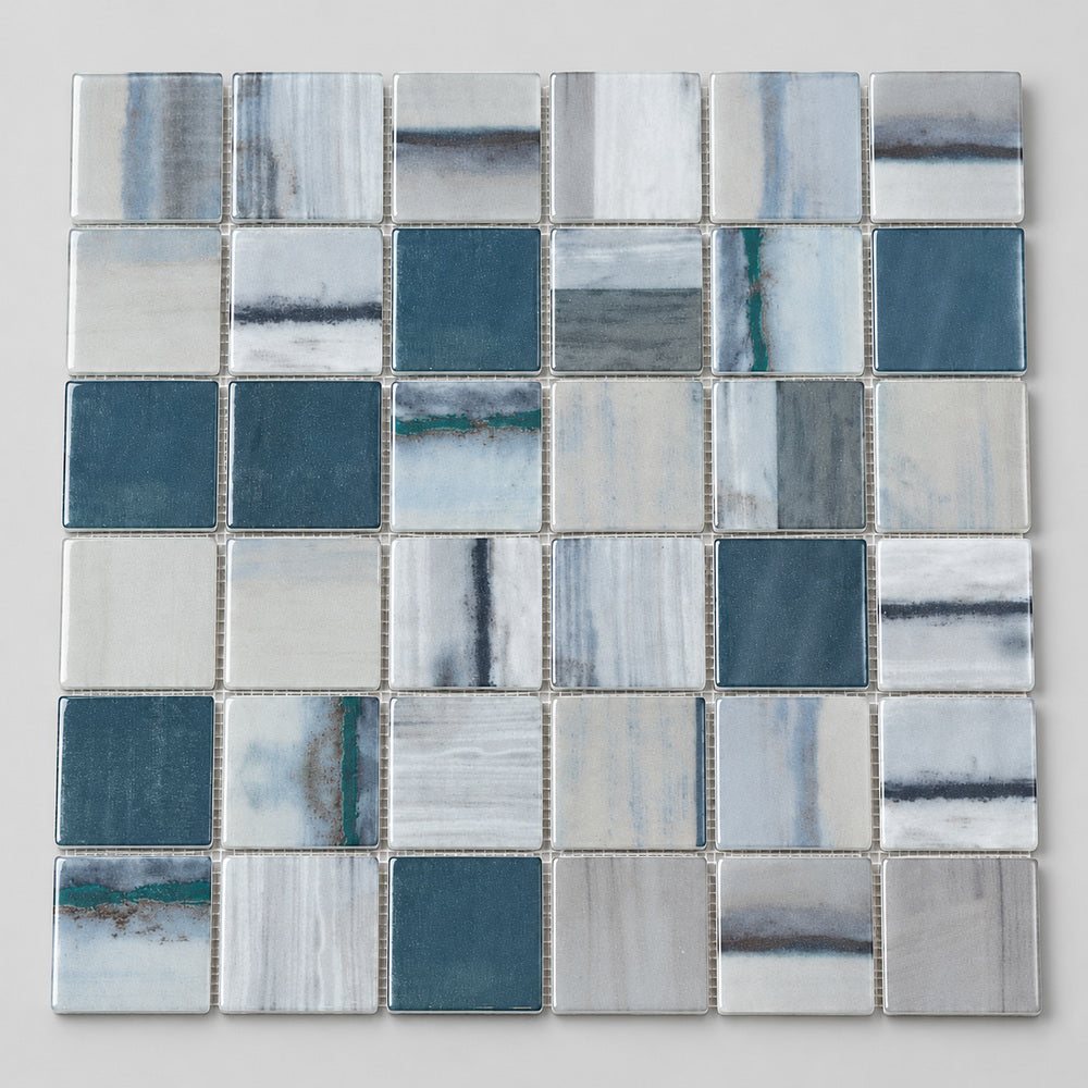 Aquatic Penta Bluish Gray Glass 12.25x12.25 Mosaic Tile — product