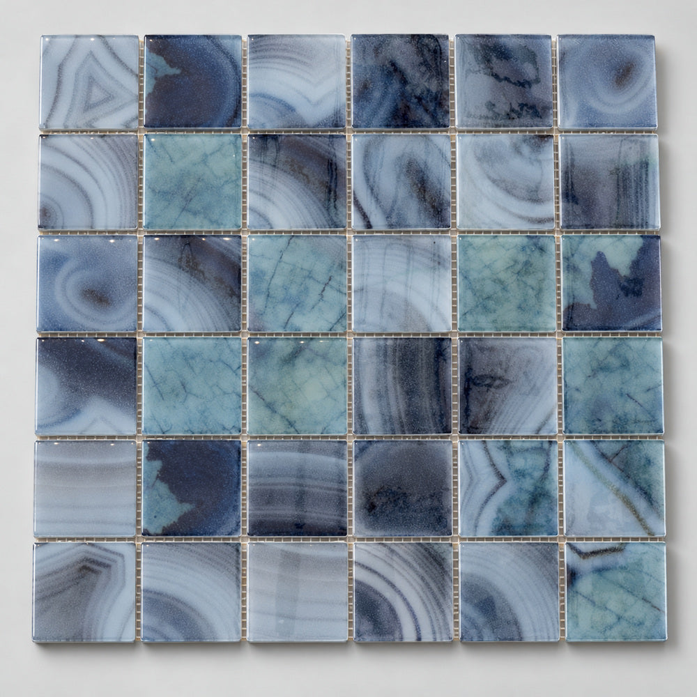 Aquatic Penta Borneo Glass 12.25x12.25 Mosaic Tile Polished — product