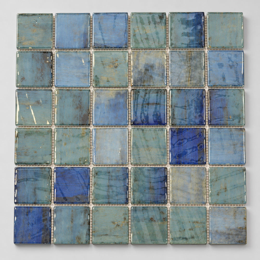 Aquatic Penta Forest Blue Glass 12.25x12.25 Mosaic Tile — product