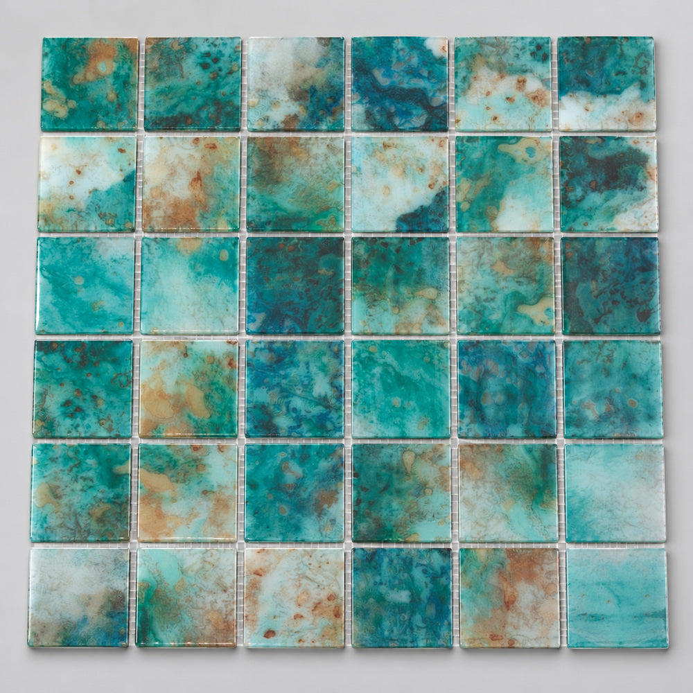 Aquatic Penta Green Glass 12.25x12.25 Mosaic Tile — product