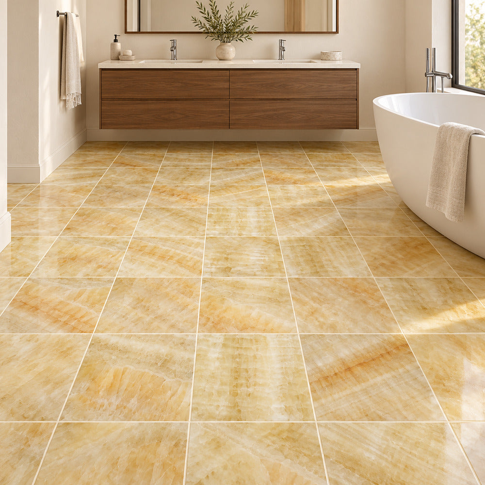 Aurora Onyx 12x12 Field Tile Polished room scene