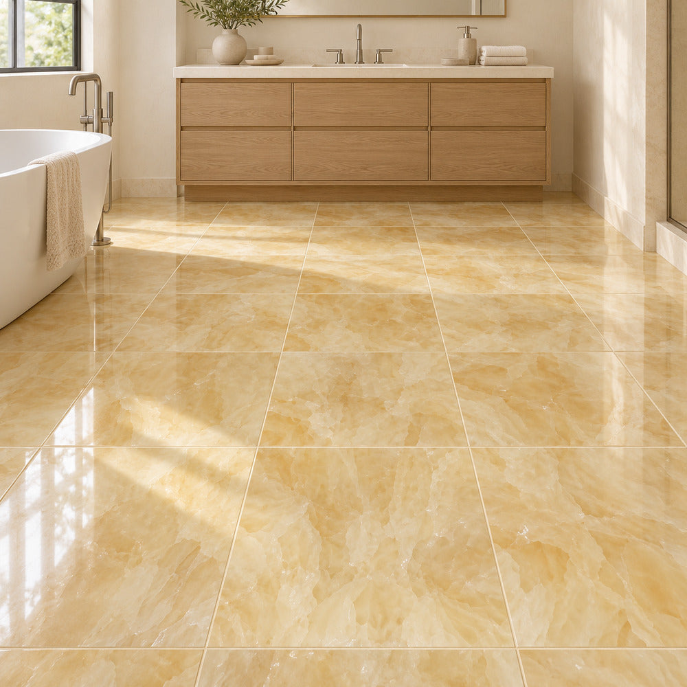 Aurora Onyx 18x18 Field Tile Polished room scene