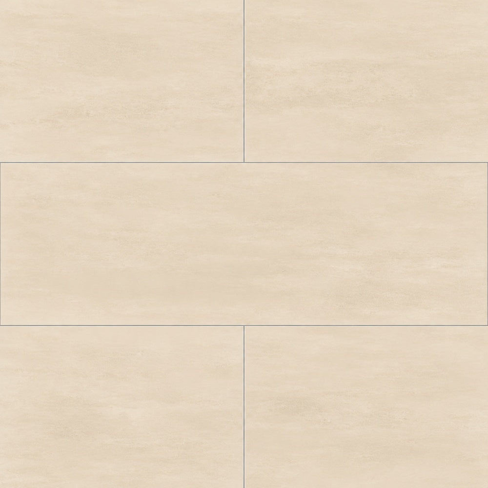 Aurora Beige 8x24 Ceramic Matte Tile large-format installed close-up