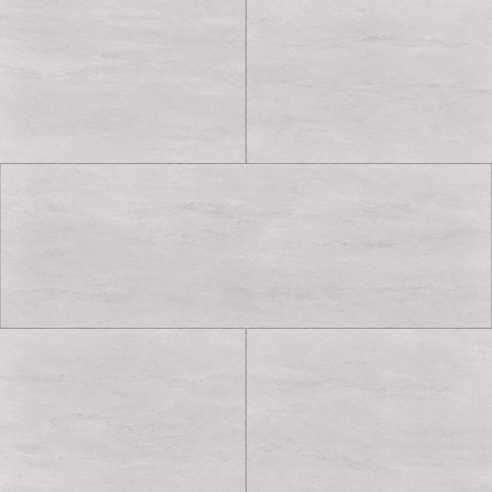 Aurora Gris 8x24 Ceramic Matte Tile large-format installed close-up