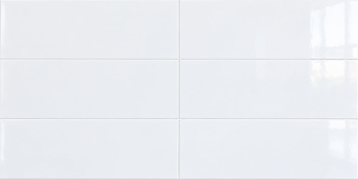 Azuria Blanco 12x36 Polished Ceramic Tile — installed tile detail