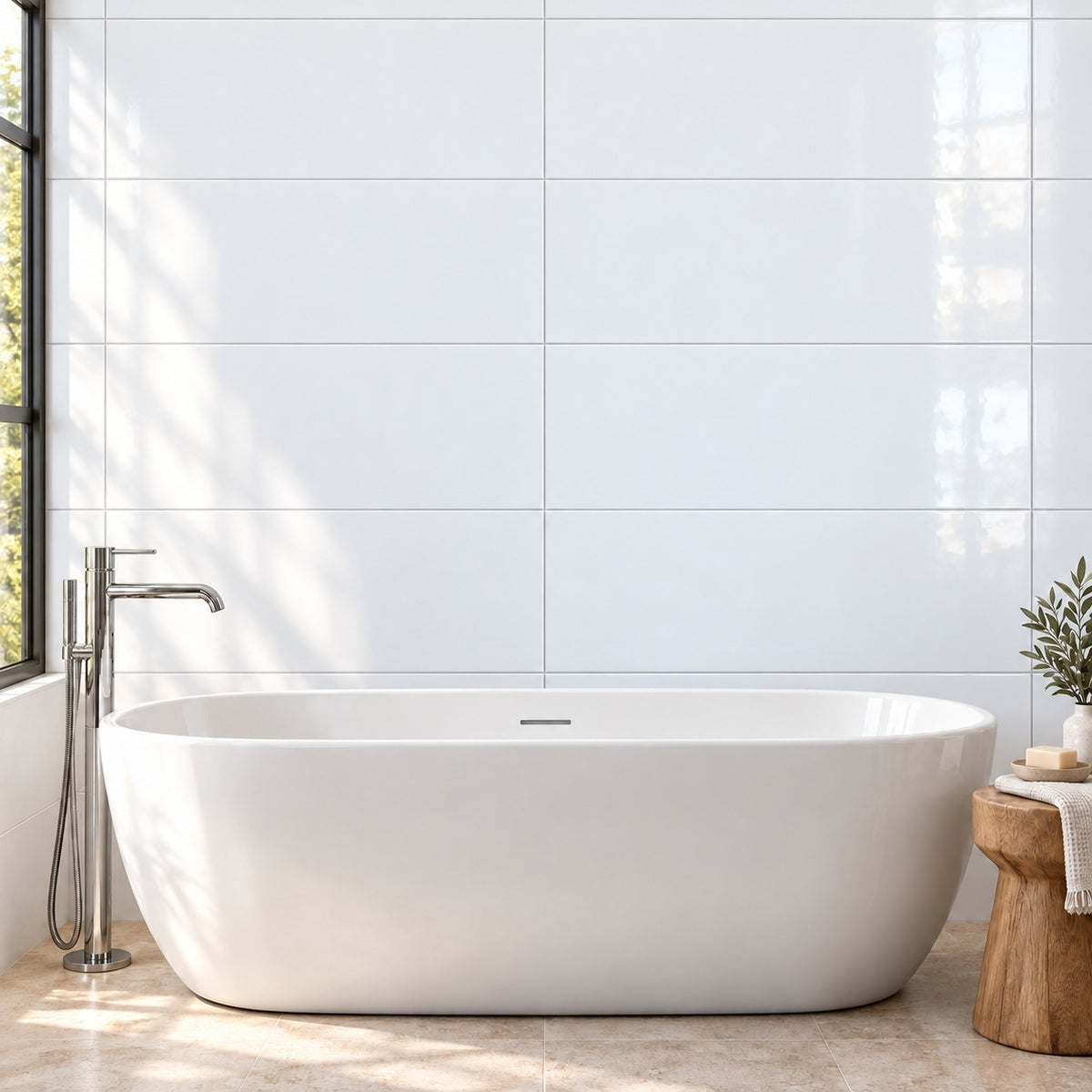 Azuria Blanco 12x36 Polished Ceramic Tile — bathroom wall visualization