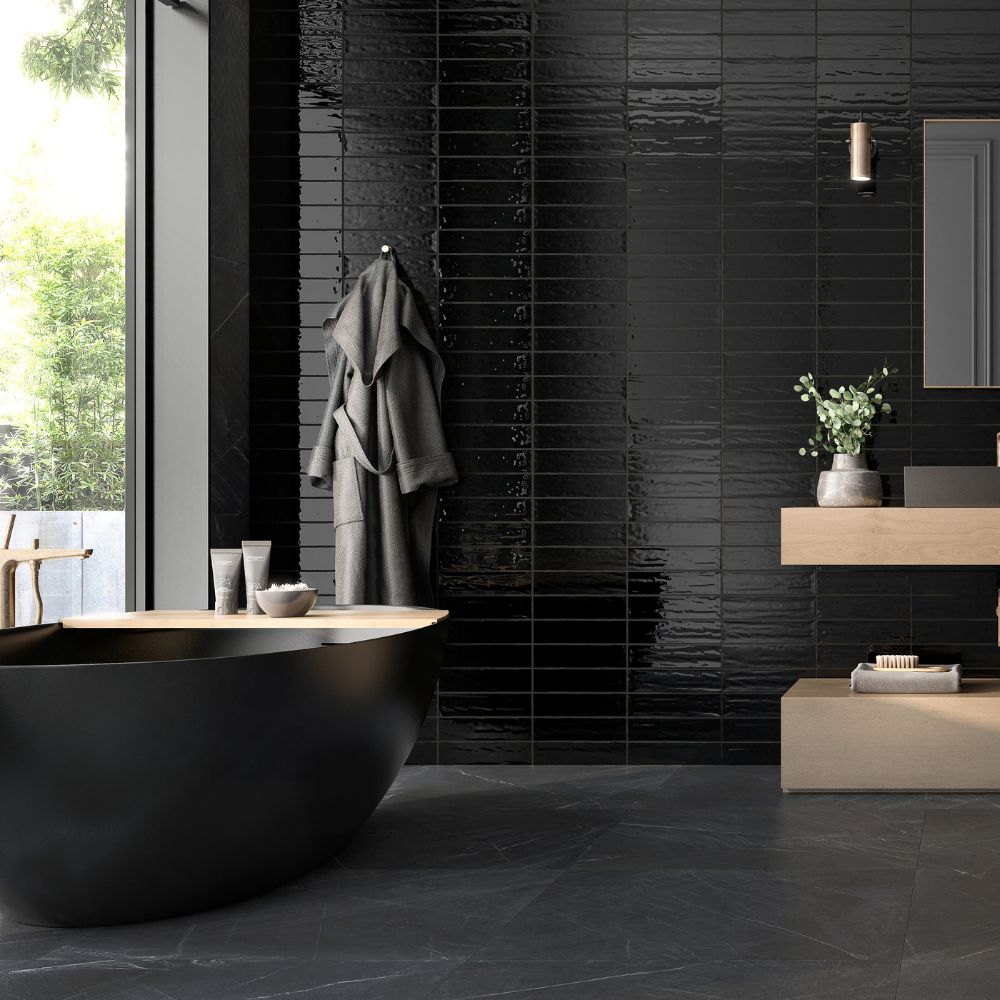 Thebes Black Bright 3x12 Ceramic Tile Glossy