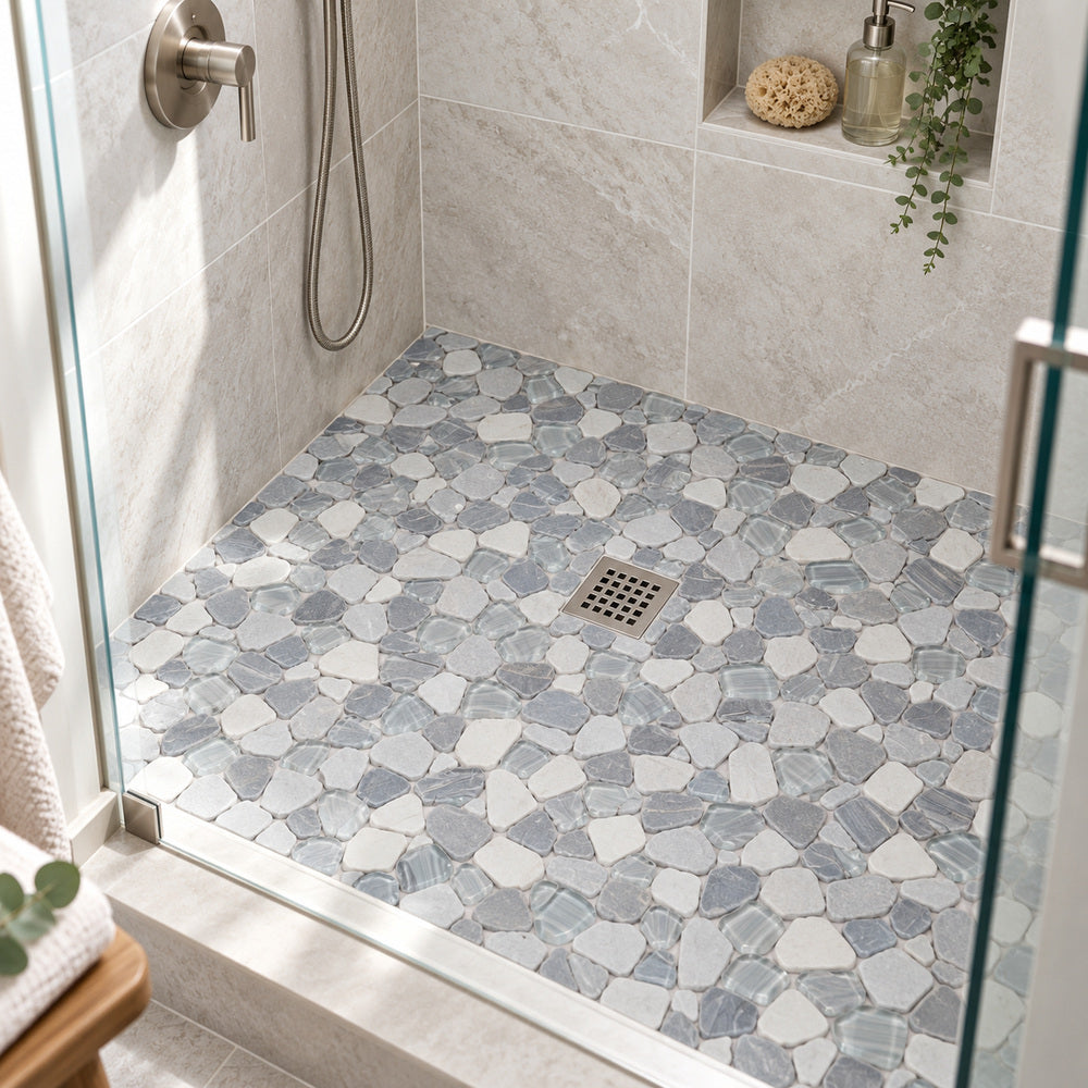 Brimstone Blue 12x12 Honed Mosaic Tile — room scene