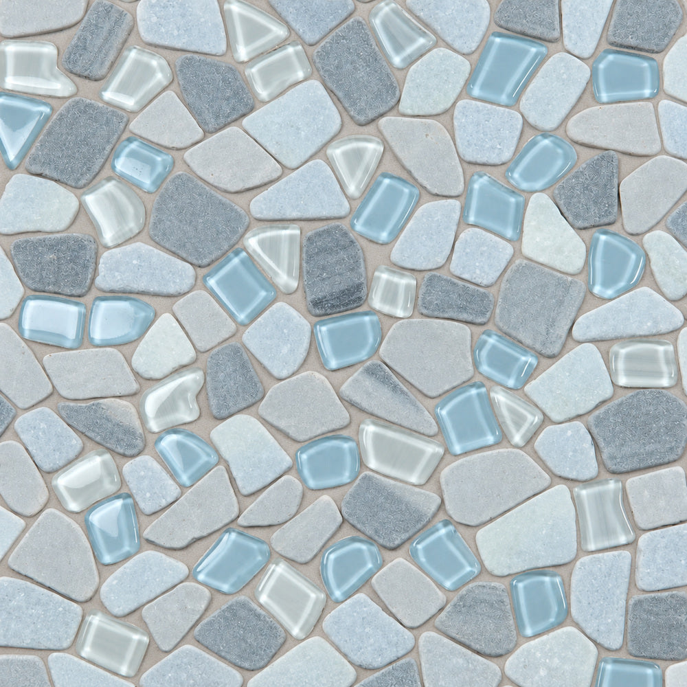 Brimstone Deep Ocean 12x12 Mosaic Tile — installed close-up