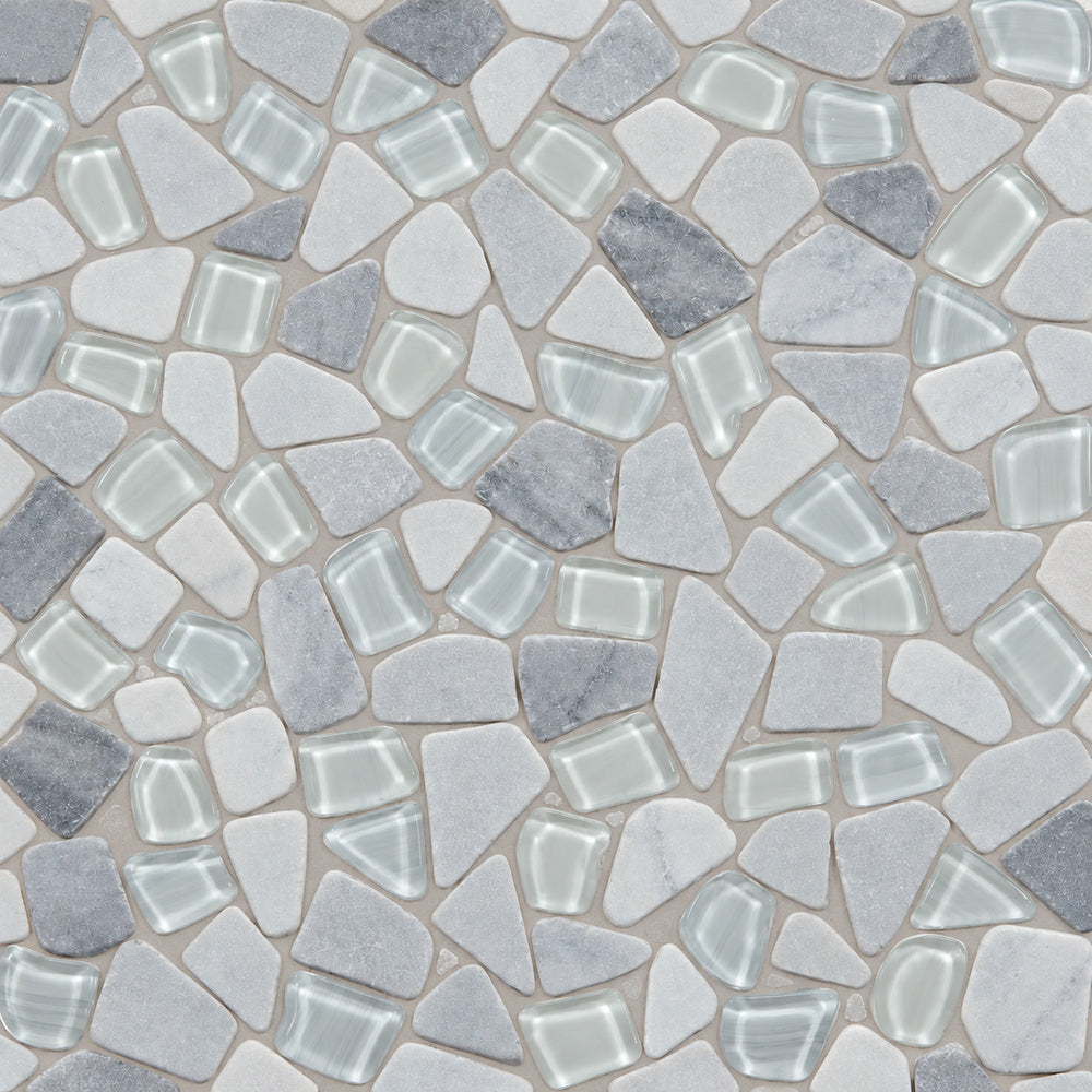 Brimstone Gray 12x12 Mosaic Tile — installed close-up