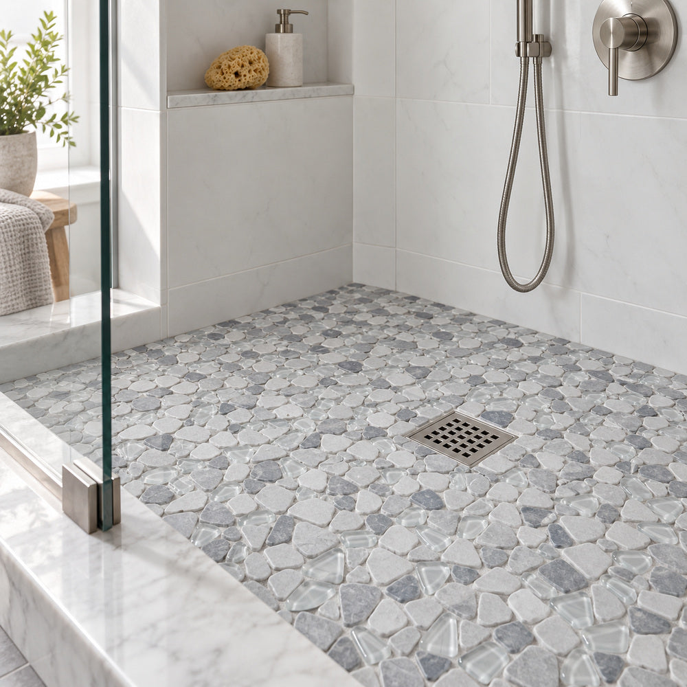 Brimstone Gray 12x12 Mosaic Tile — room scene