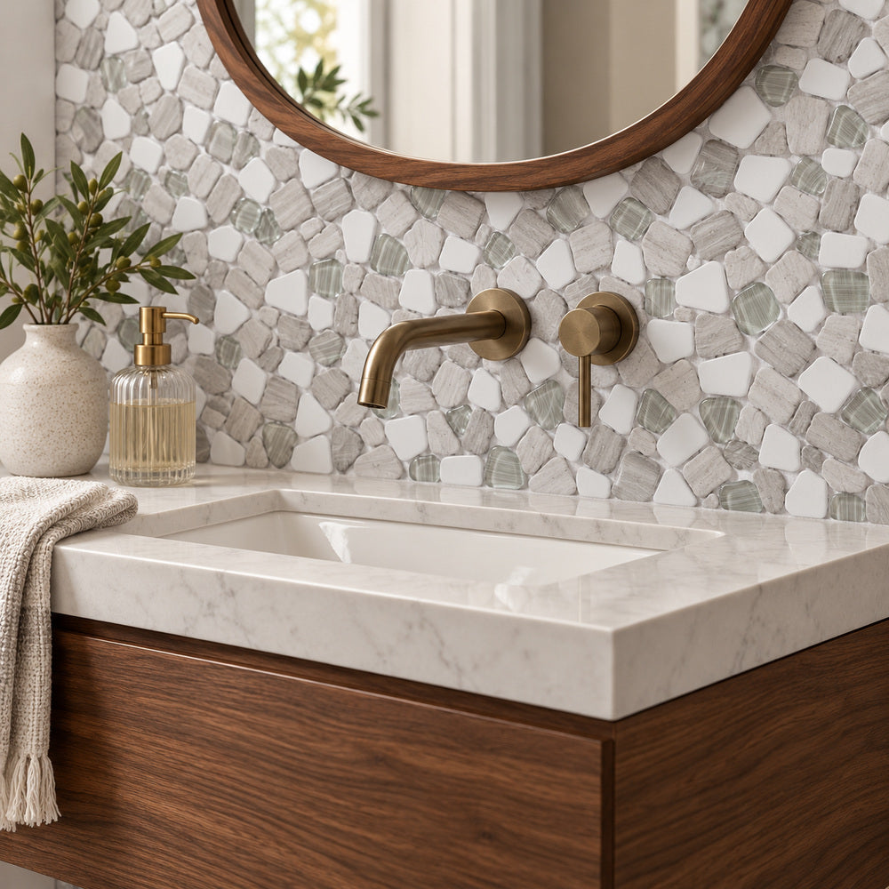 Brimstone Loft 12x12 Mosaic Tile — room scene