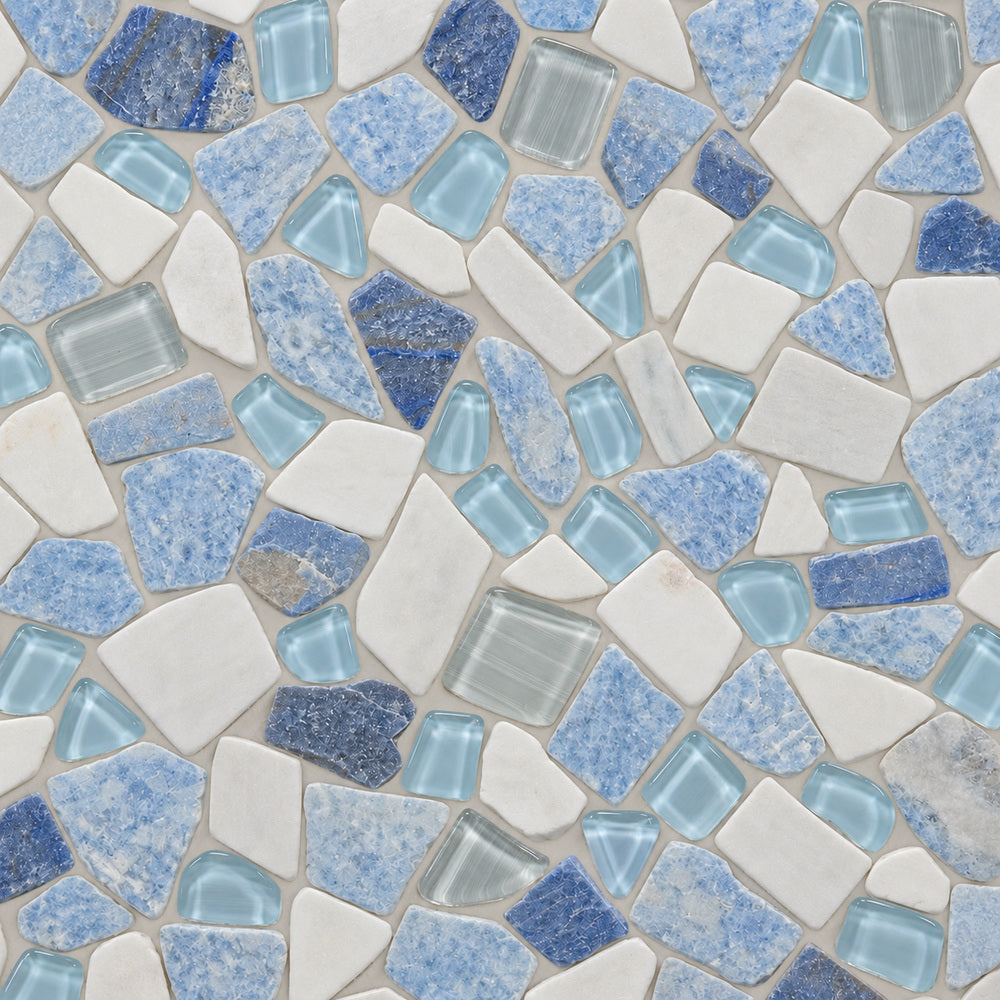 Brimstone Royal Sapphire 12x12 Mosaic Tile — installed close-up