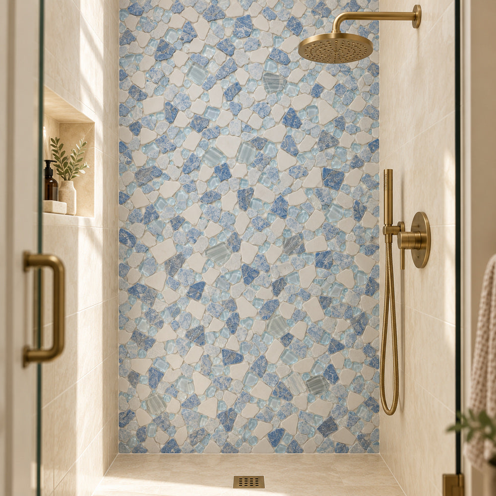 Brimstone Royal Sapphire 12x12 Mosaic Tile — room scene