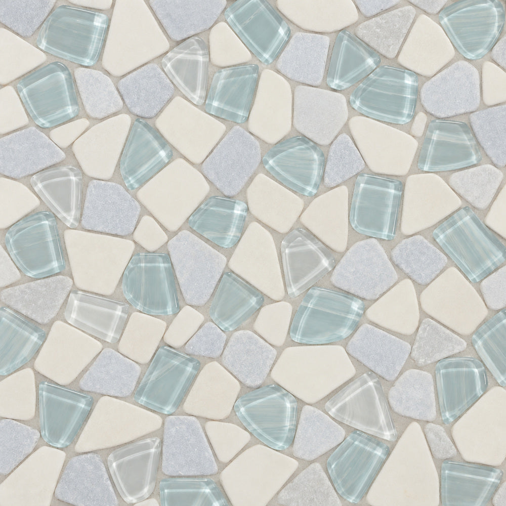Brimstone Sky 12x12 Mosaic Tile — installed close-up