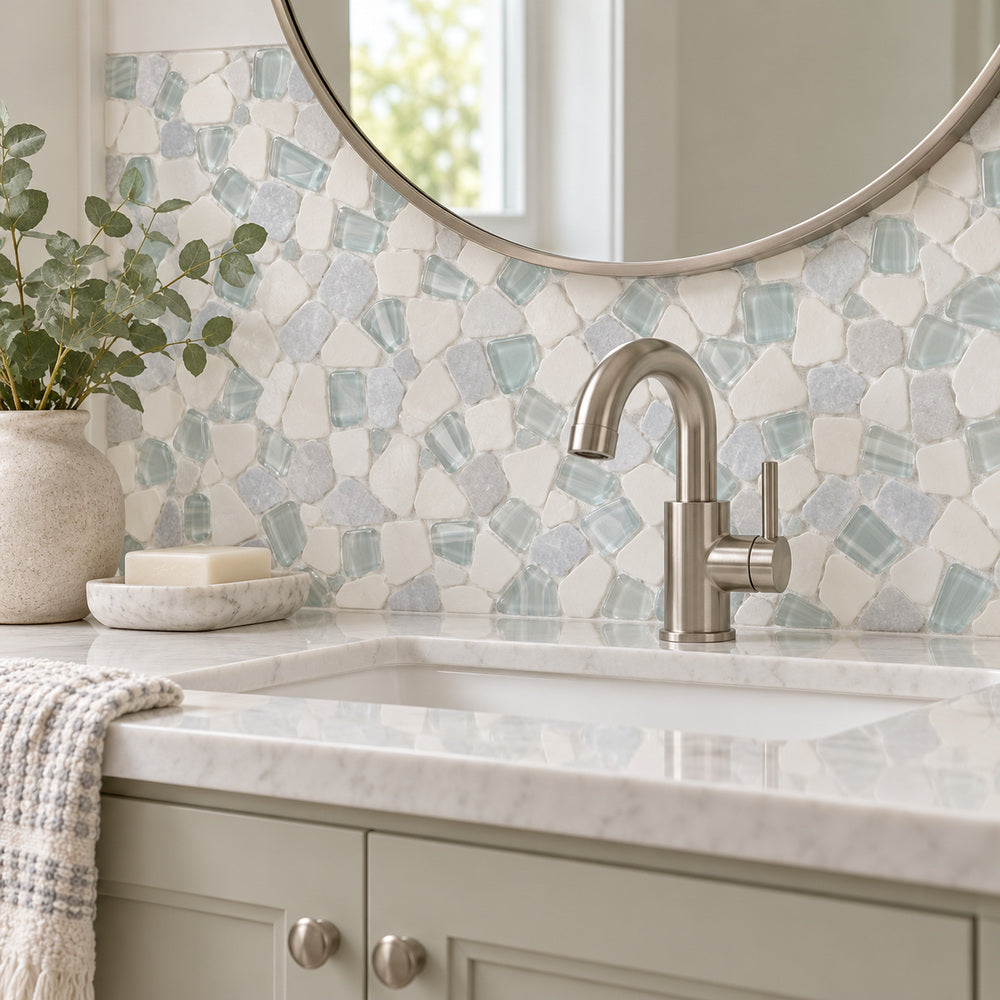 Brimstone Sky 12x12 Mosaic Tile — room scene