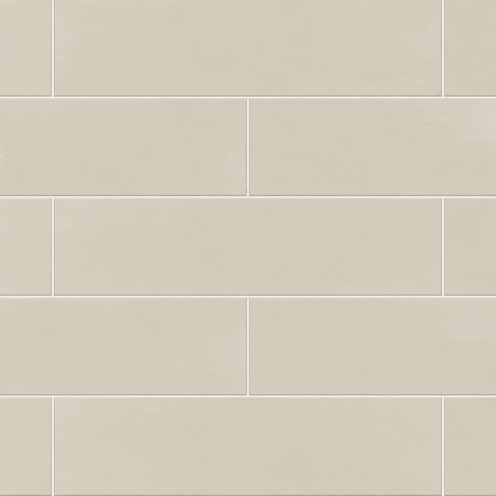 Camden Blanco 3x12 Ceramic Tile Glossy — installed close-up
