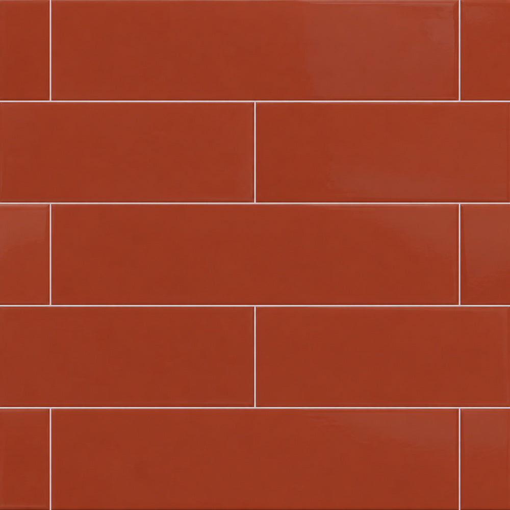 Camden Peach 3x12 Ceramic Tile Glossy — installed close-up