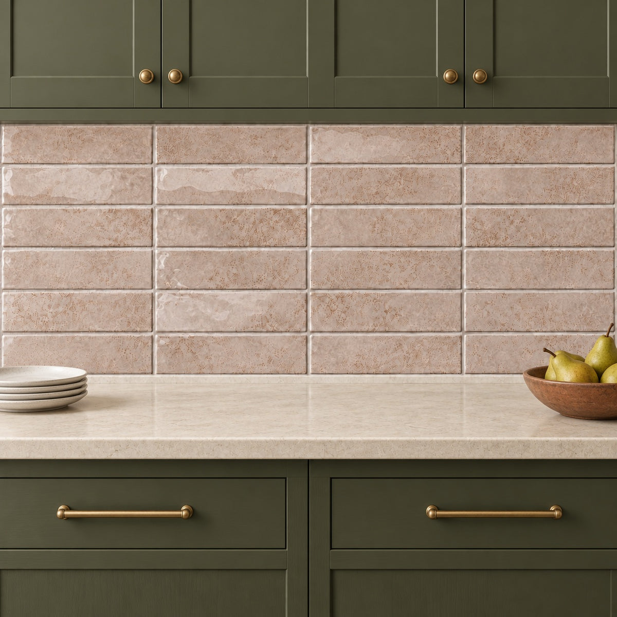 Cerelia moka 3x12 ceramic tile — kitchen backsplash visualization 2