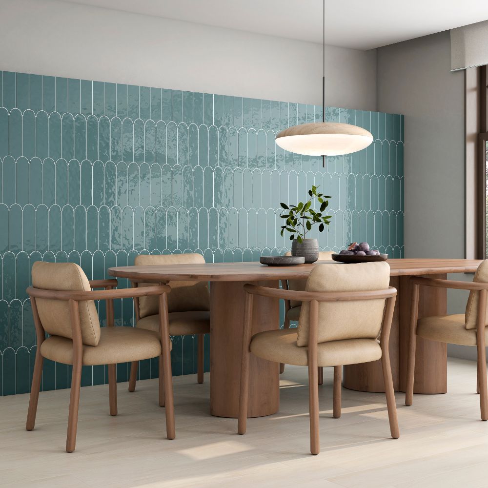 Doncaster Cerulean Jay 3x12 Scallop Glossy Ceramic Tile