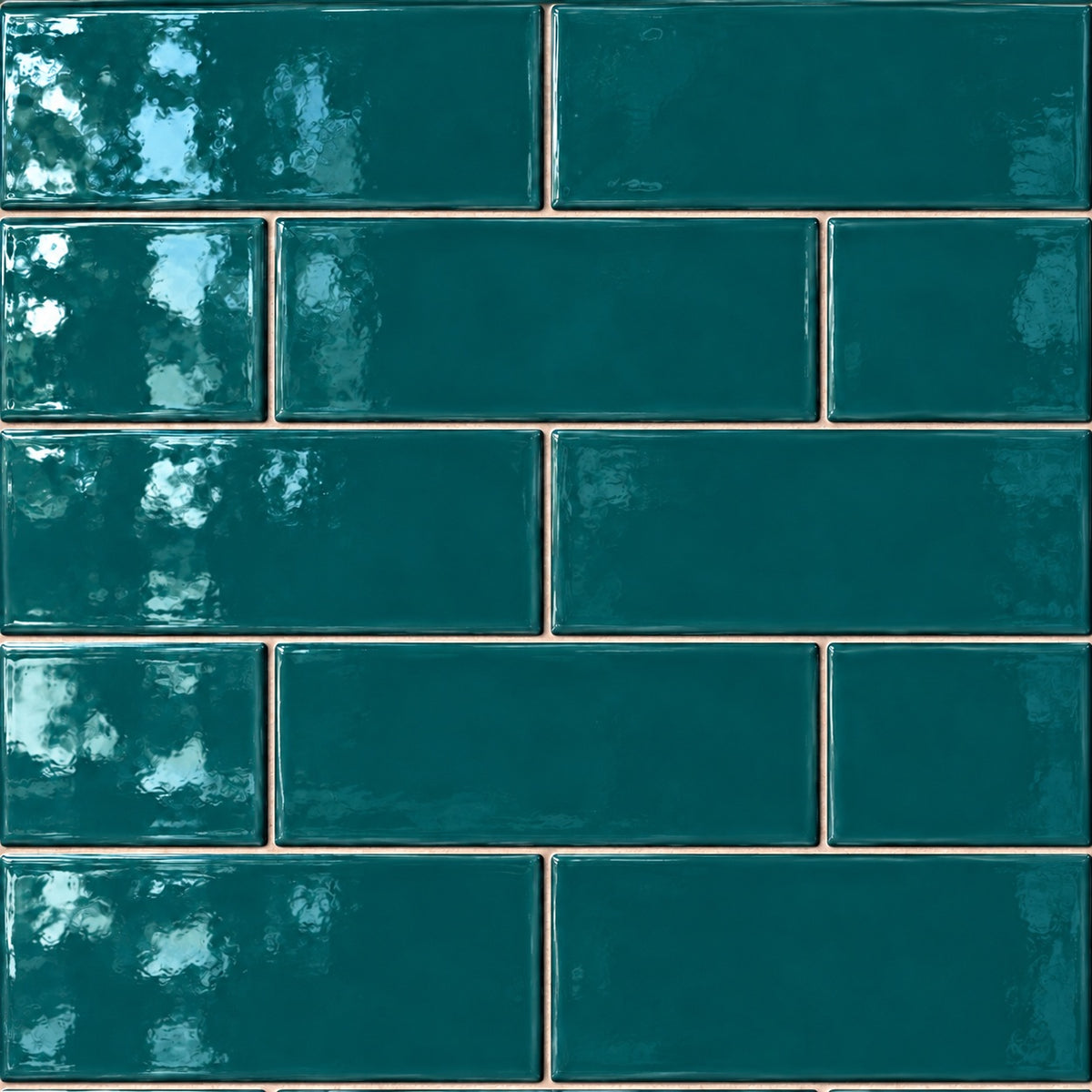 Chanelle Peacock Green 4x10 glossy ceramic tile close-up visualization