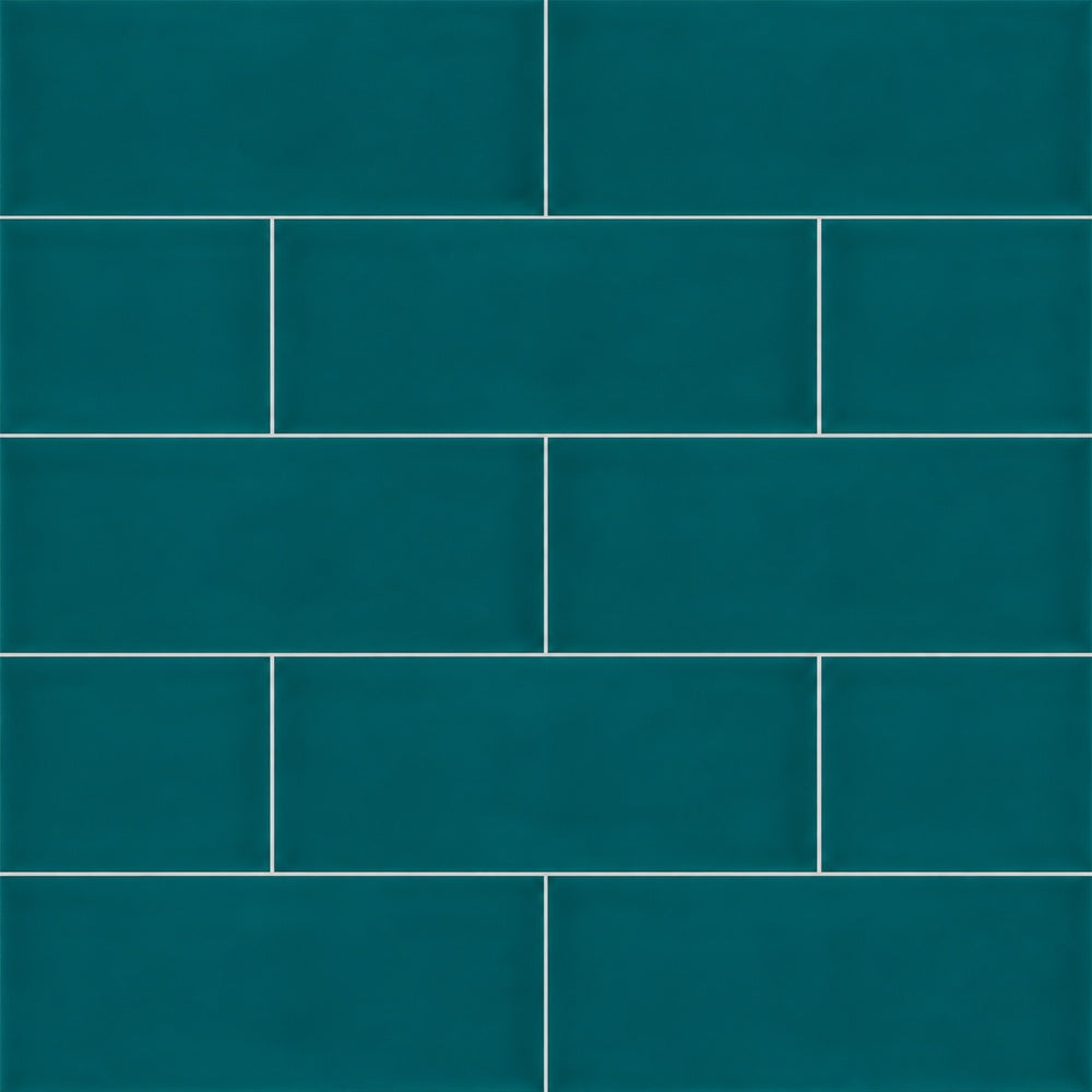 Chanelle Peacock Green 4x10 Glossy Ceramic Tile close-up