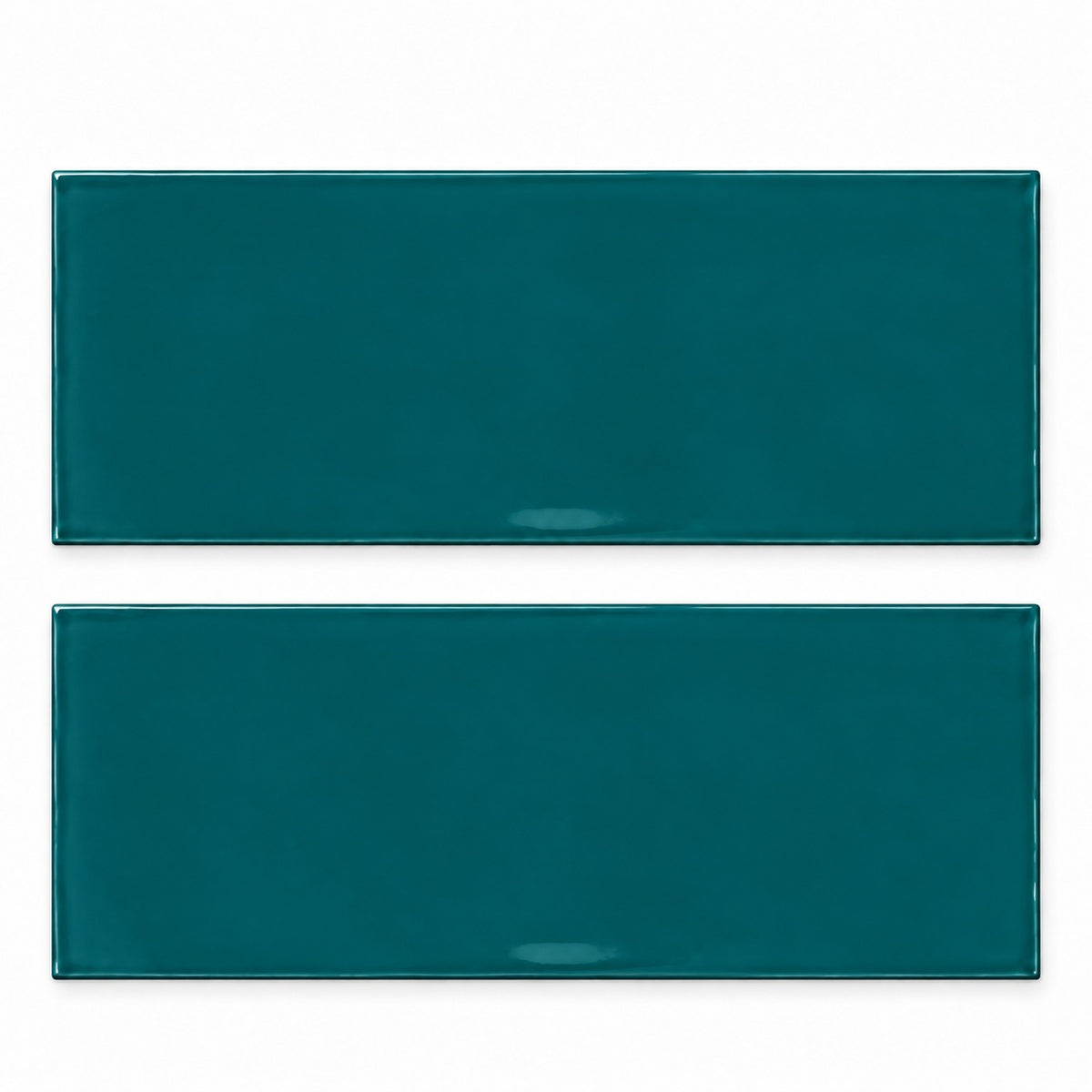 Chanelle Peacock Green 4x10 glossy ceramic tiles — studio product visualization