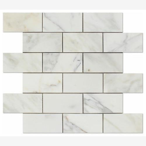 Calacatta Gold Beveled 2x4 Polished/Honed Marble Mosaic Tile