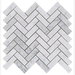 Load image into Gallery viewer, Carrara White Herringbone 1X3  Mosaic Polished/Honed
