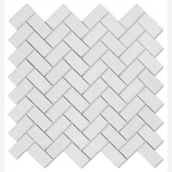 Thassos White Herringbone 1 X 2 Polished/Honed Marble Mosaic Tile