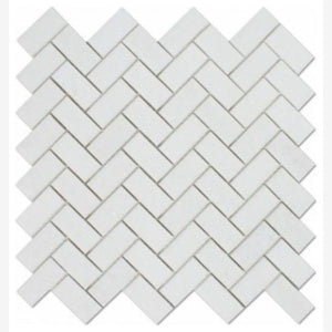 Thassos White Herringbone 1 X 2  Marble Mosaic