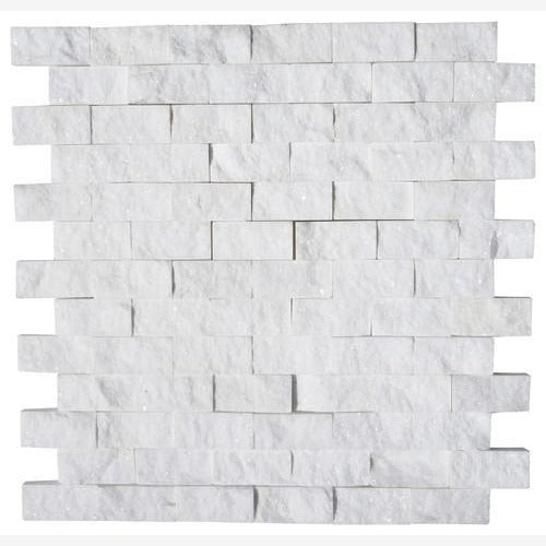 Thassos White 1X2 Split Faced Mosaic