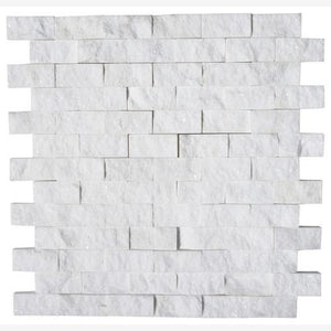 Thassos White 1X2 Split Faced Mosaic