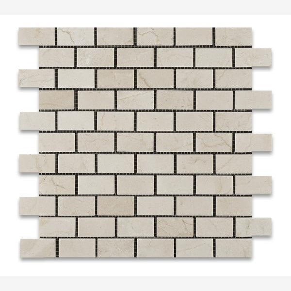 Crema Marfil 1x2 Polished/Honed Brick Mosaic Tile