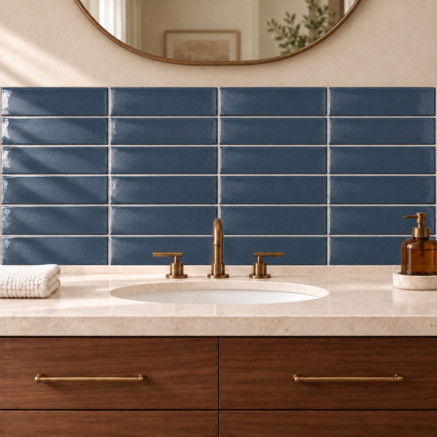 Creston Petrol 3x12 Bright Glossy Ceramic Tile