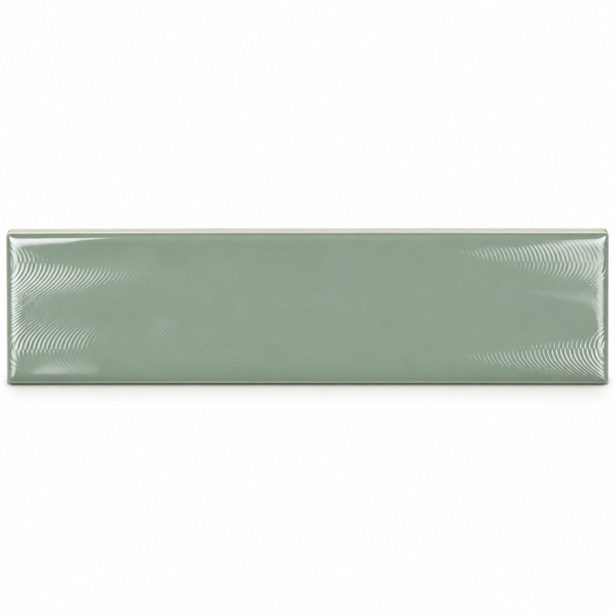 Creston Sage Green 3x12 Bright Glossy Ceramic Tile — studio tile visualization