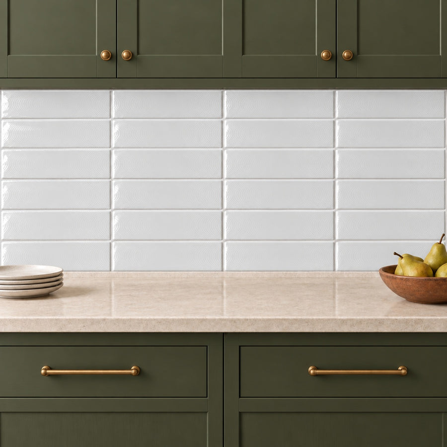 Creston White Ice 3x12 Bright Glossy Ceramic Tile
