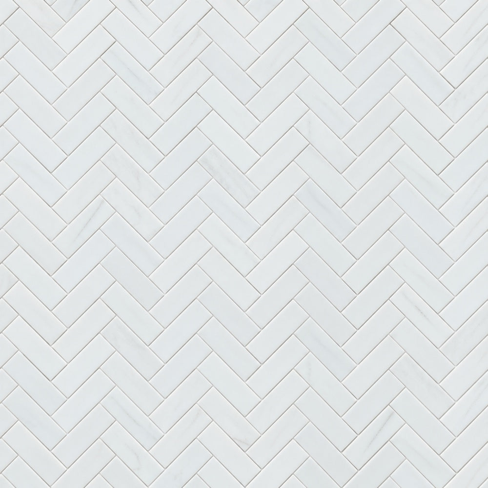 Tesserae Dolomite Polished 12x12.75 Mosaic Tile installed close-up